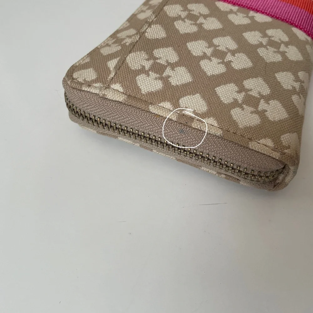 Kate Spade New York Neda Signature Stucco Canvas Zip Around Beige Wallet